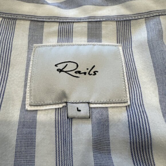 Rails Women's Size Large Bermuda Stripe Button Up Sleep Shirt Pocket Blue White - Picture 5 of 10